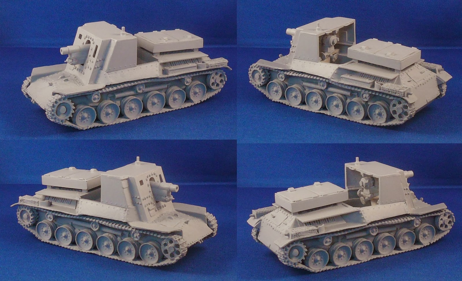Four views of the finished Type 4 Ho-Ro self propelled gun