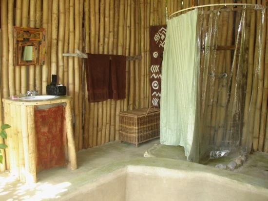 the bathroom with bamboo etnic interior design