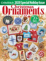 FIND BLUE RIBBON DESIGNS IN THE JUST CROSSSTITCH 2020 ANNUAL CHRISTMAS ORNAMENT ISSUE