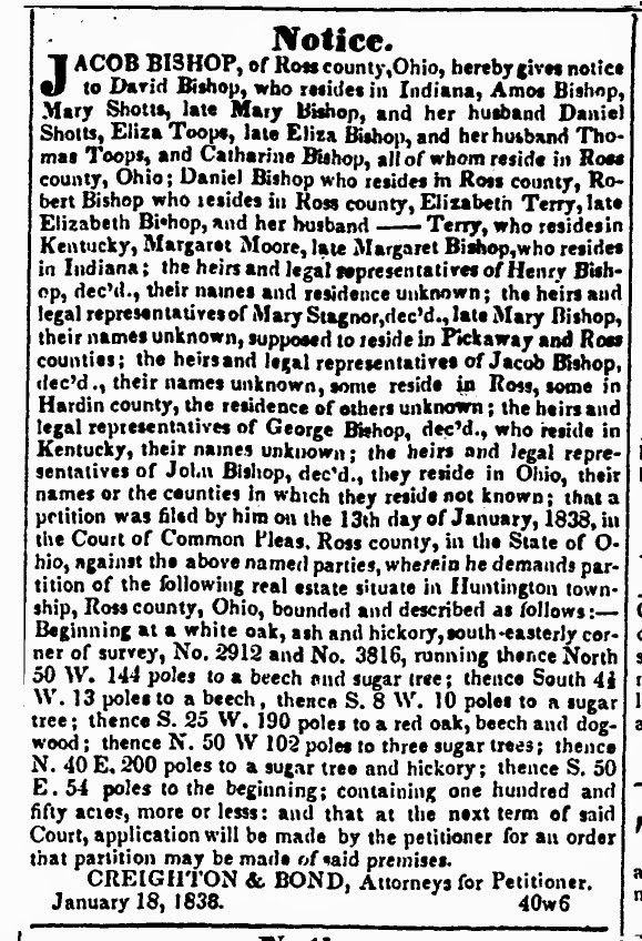 The Family A Petition to Partition in Ross County, Ohio