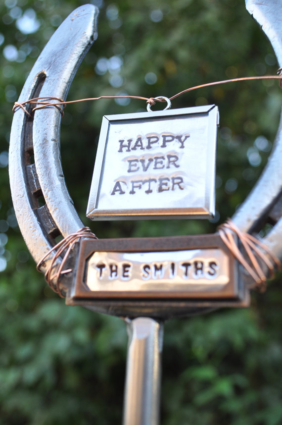 Personalized Horseshoe Wedding Cake topper Unxia