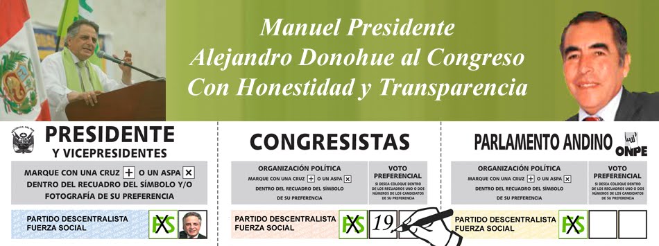 Alejandro Donohue al Congreso con el Nro. 19 Fuerza Social