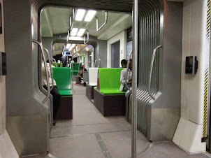 A internal view of the excellent 2 Bogie " Light Rail Train "  of  Addis Ababa