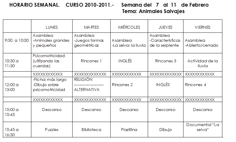 HORARIO PROGRAMACION horario programacion: