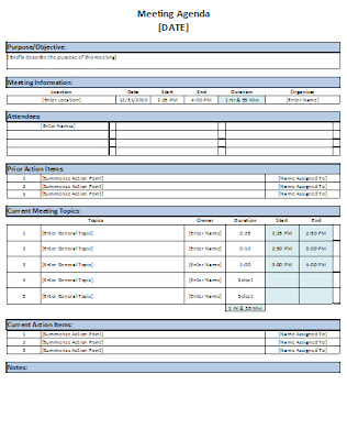 Excel In Life Templates Included Meeting Agenda Template
