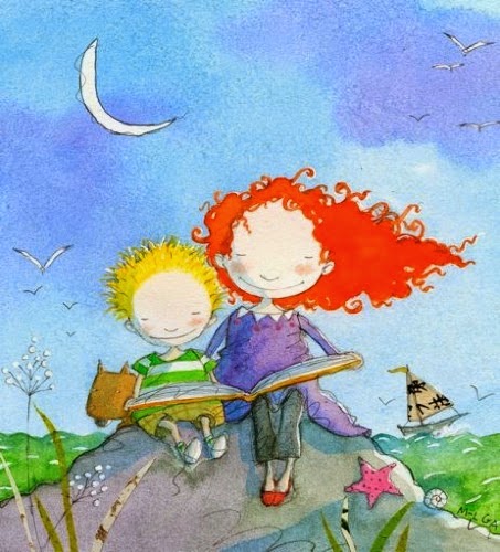 Ilustración niños leyendo