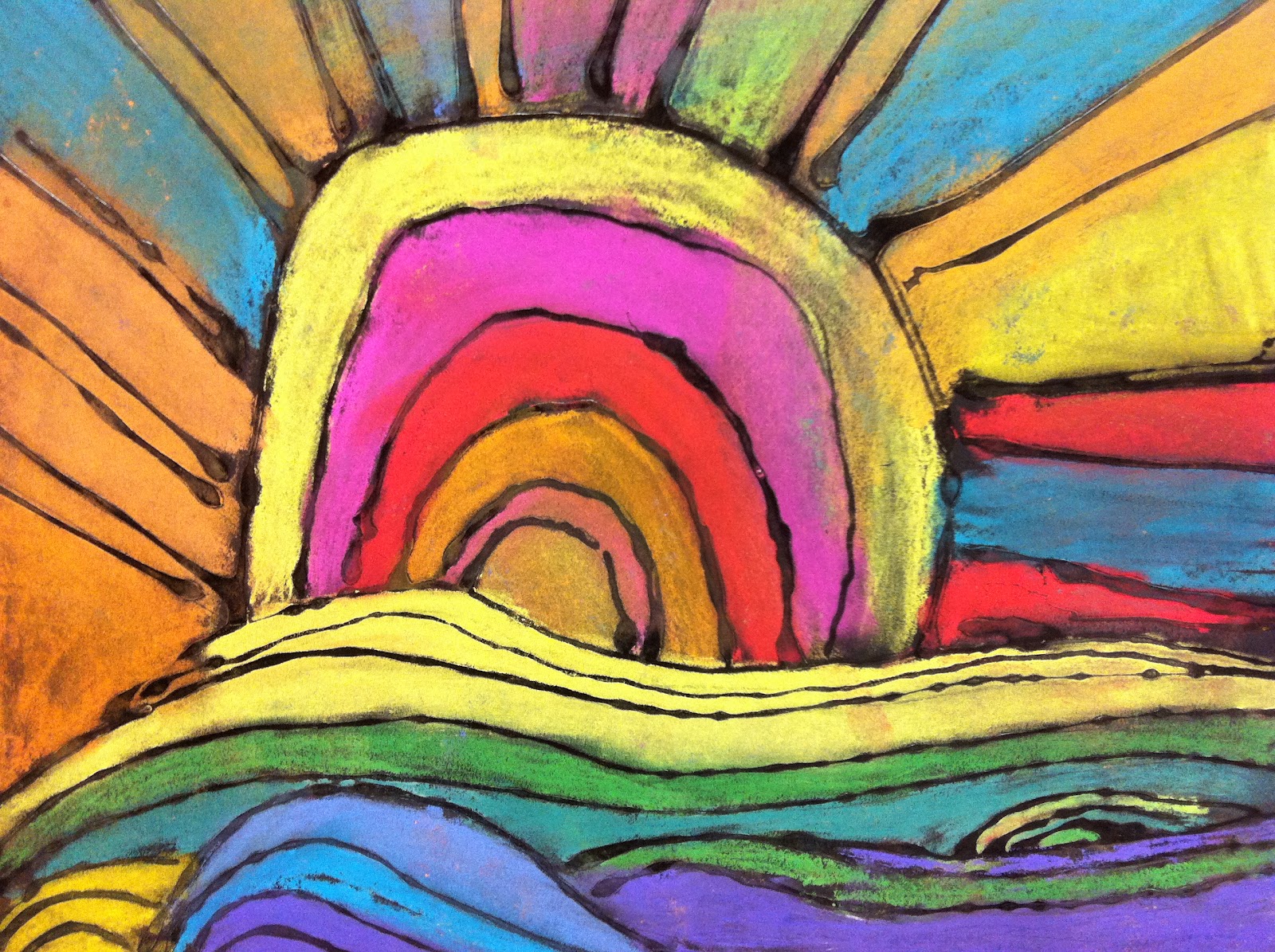ChumleyScobey Art Room: 3rd Grade: Ted Harrison Landscape with Chalk