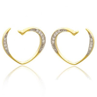 brinco coração com zircônia loja virtual de semi-jóias brinco folheado a ouro