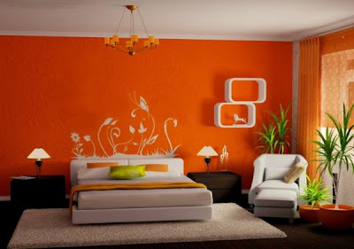 habitación color naranja