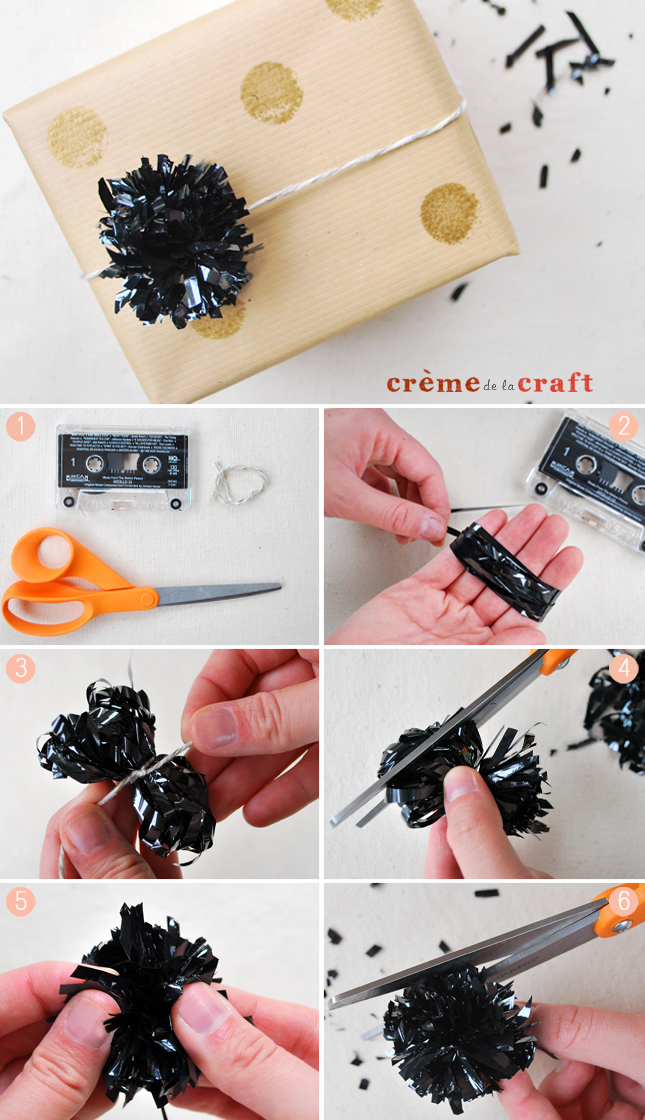 DIY Pom Pom Party From VHS & Cassette Tapes (+ video tutorial)