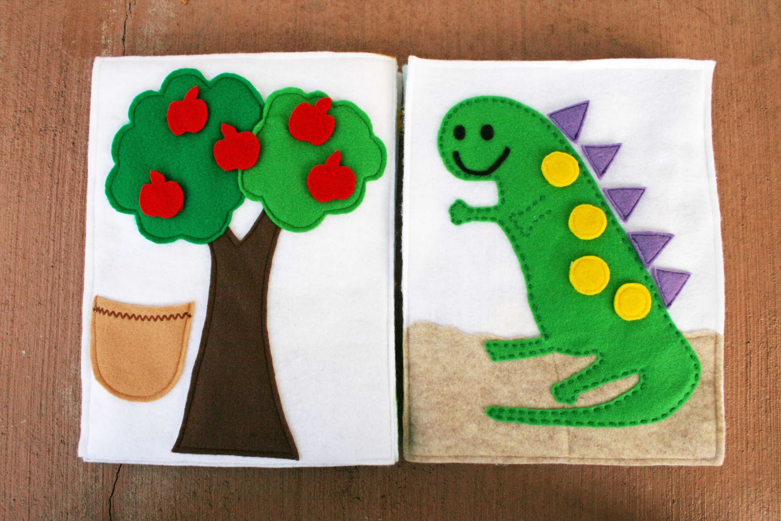 Sunshine Lollipops And Rainbows The Apple Tree And The Dinosaur Quiet Book Pages 4 5