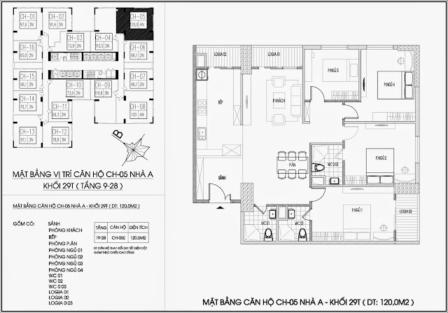 Mặt bằng căn hộ tòa A - 29 tầng, chung cư Imperia Garden Mặt bằng căn hộ tòa A - 29 tầng, chung cư Imperia Garden