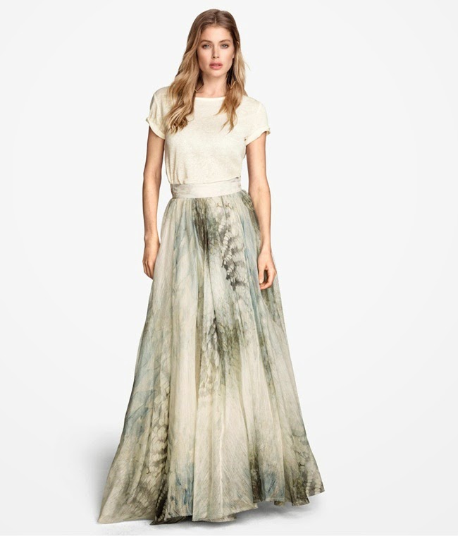 H&M Conscious 2015 Long Silk-Blend Skirt