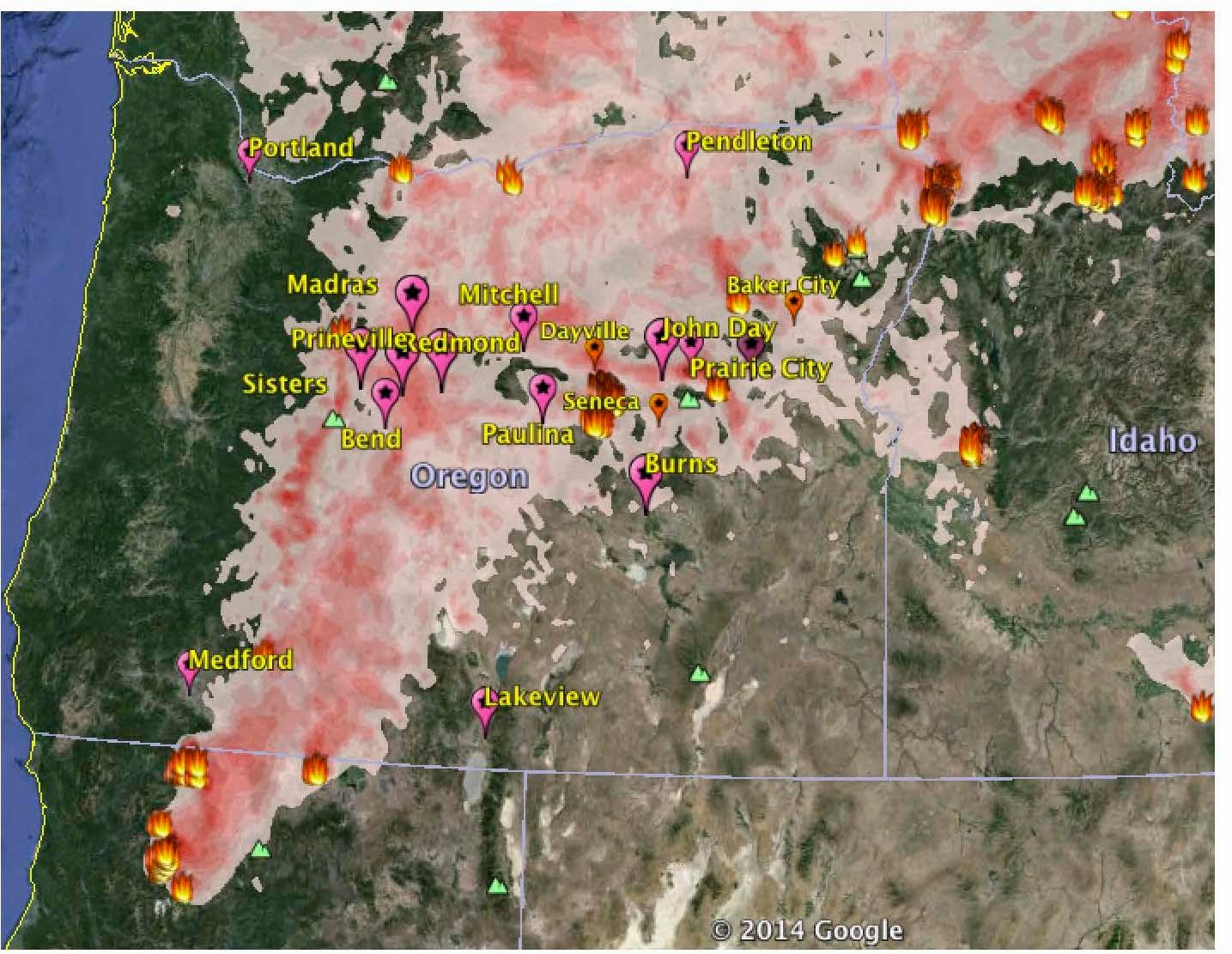 Oregon Smoke Information Wildland Fire Air Quality Forecast for August