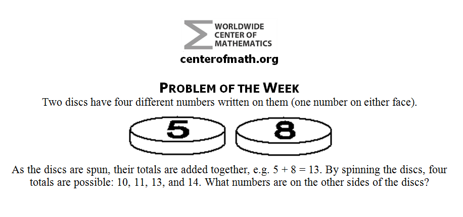 math problem of the week math problem of the week