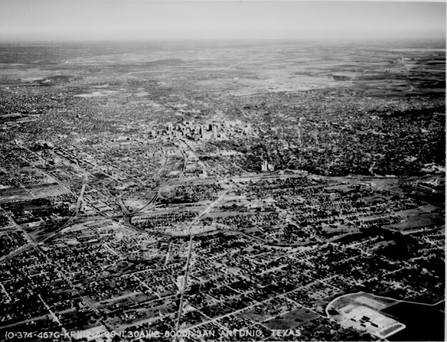 Aerial view of San Antonio Tex and the surrounding plains Dec 1939