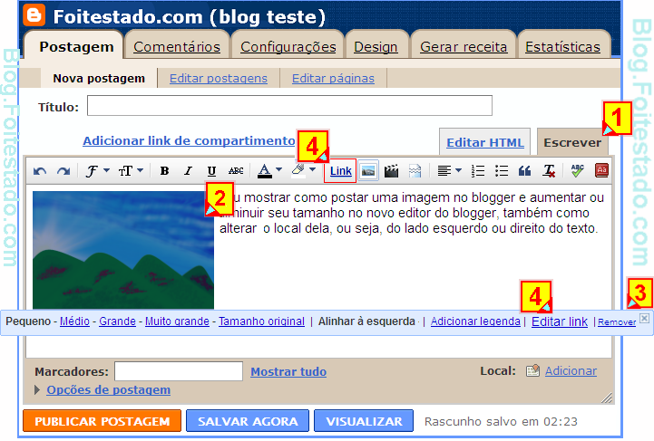 Colocar link em uma imagem com o novo editor do blogger Colocar link em uma imagem com o novo editor atualizado do blogger