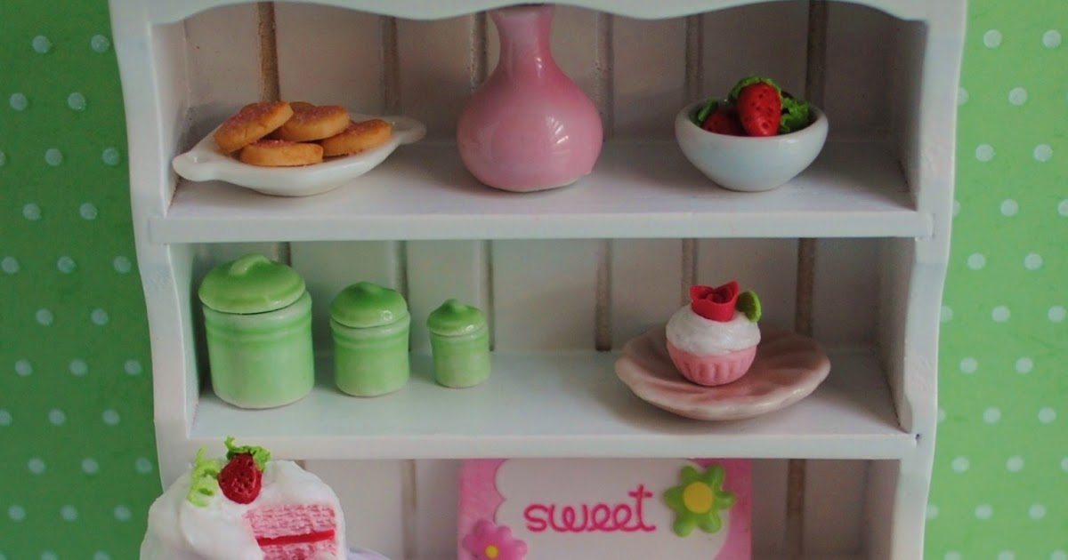 Little Things By Anna {Miniature Kitchen Hutch Filled With Pink And