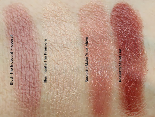 Perfect Ten bareMinerals swatches blush e rossetti