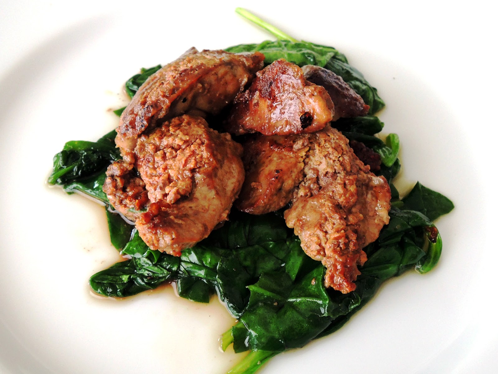 GlutenFree Recipes Pan fried chicken liver with spinach