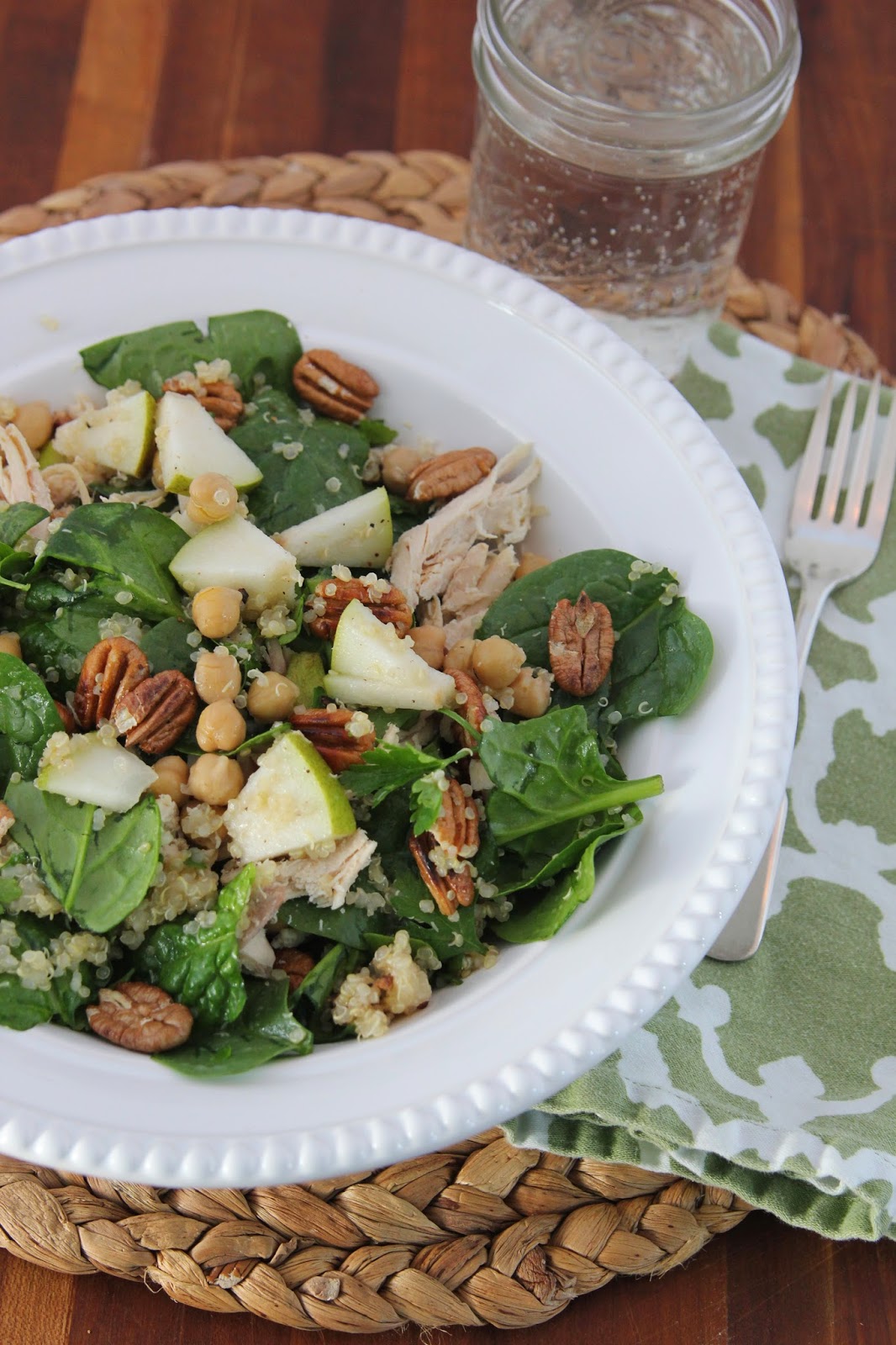 carmen's kitch Quinoa Salad with Pears, Baby Spinach, and Chickpeas