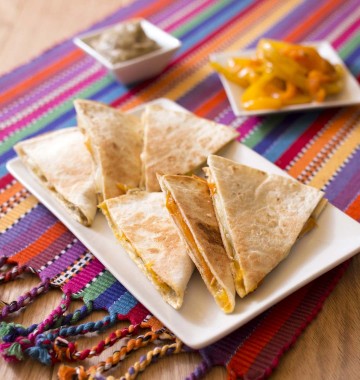 Quesadillas aubergine mozzarella poivron