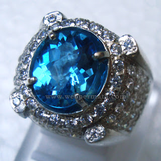 natural, cincin, batu permata, blue topas, swiss blue topas