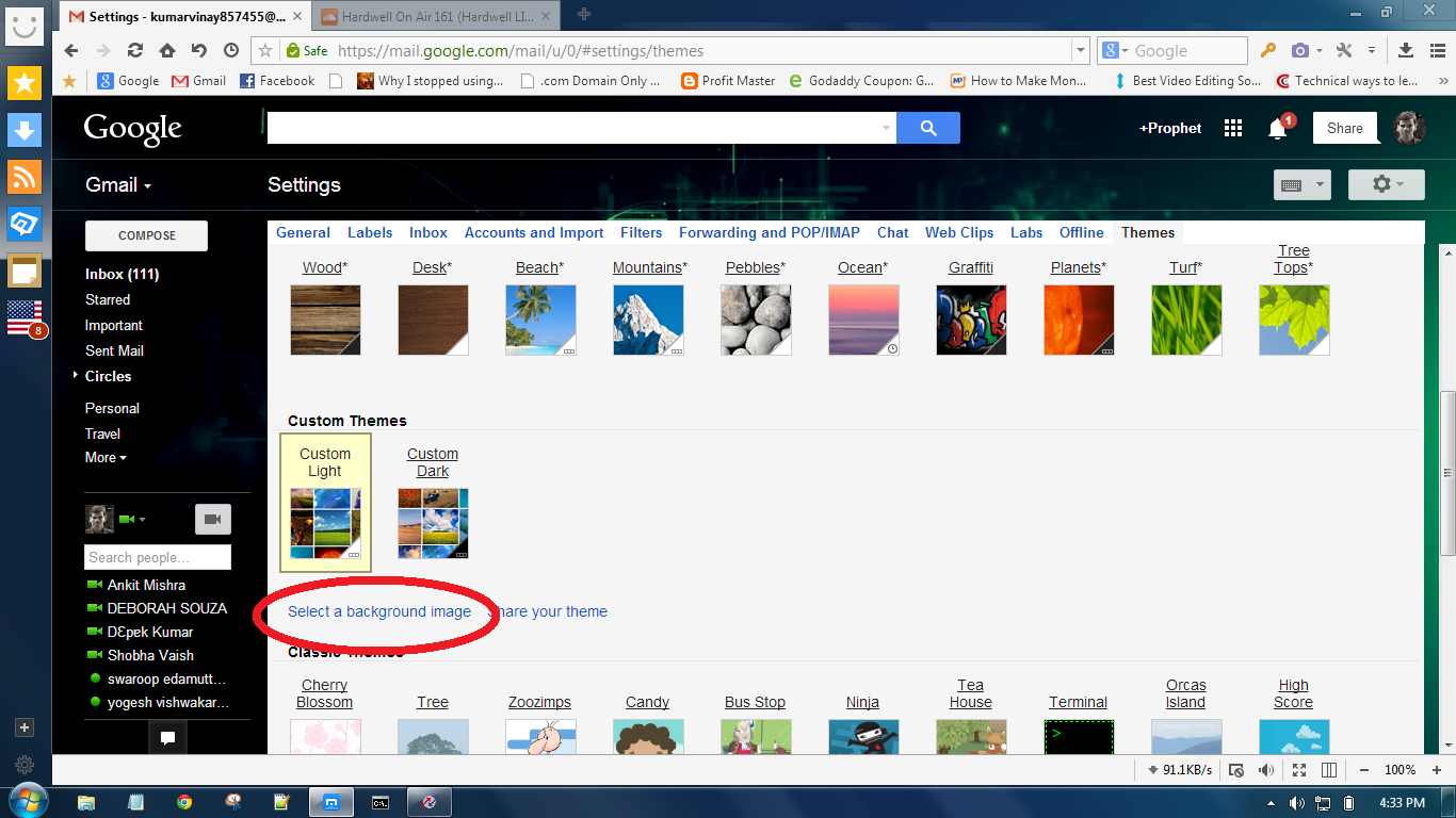 Change Gmail Account Background Picture