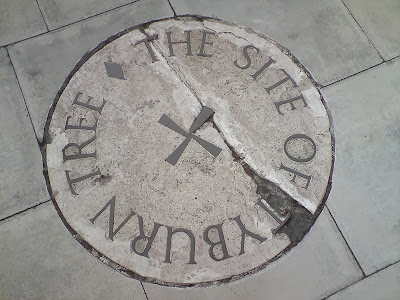 Plaque at the site of the Tyburn Tree