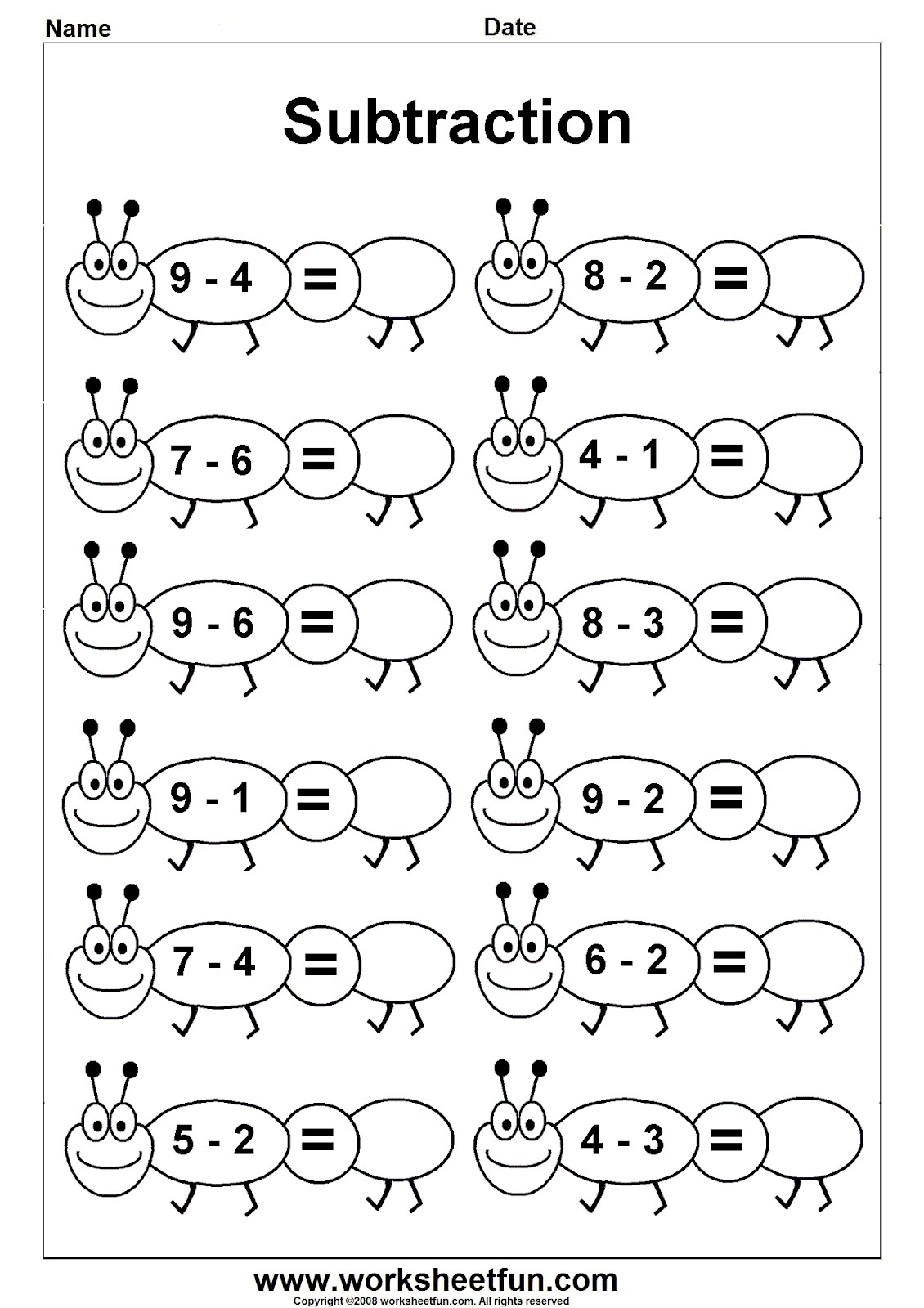 Printables Coloring Subtraction Worksheets subtraction worksheets davezan coloring davezan