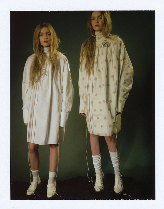 Marie Claire France April 2015, May and Ruth Bell Christian Dior 2015 SS Edwardian Embroidered Turtleneck Cotton Shirt-Dress Editorials
