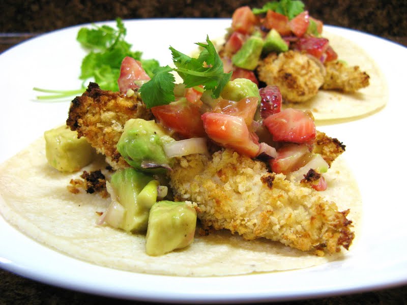 The WellFed Newlyweds Crispy Margarita Chicken Tacos with Strawberry
