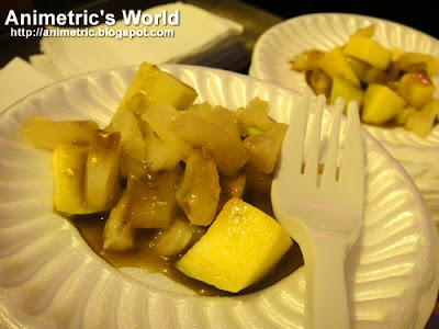 Green mango and pineapple chunks in Honey Shrimp Sauce