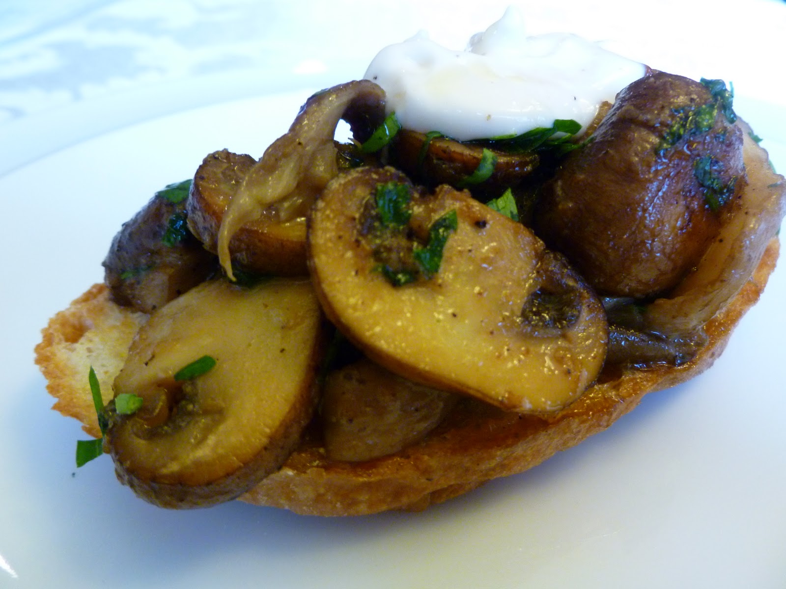 Vanilla Clouds and Lemon Drops Mushroom Bruschetta with Aioli
