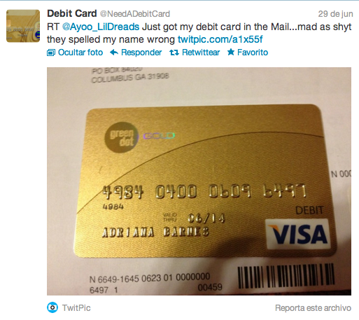 tarjeta de credito valida con dinero
