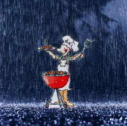 barbecue sous la pluie