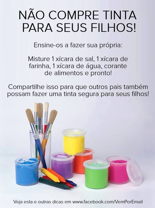 A MULHER E O MUNDO: Como fazer tinta para as crianças brincarem
