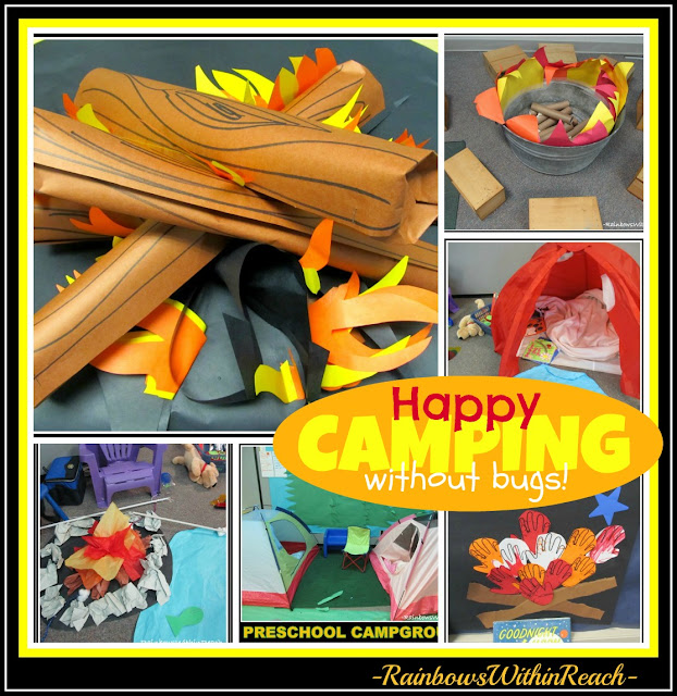 photo of: "Camping" as a Learning Center, complete with campfires and tents