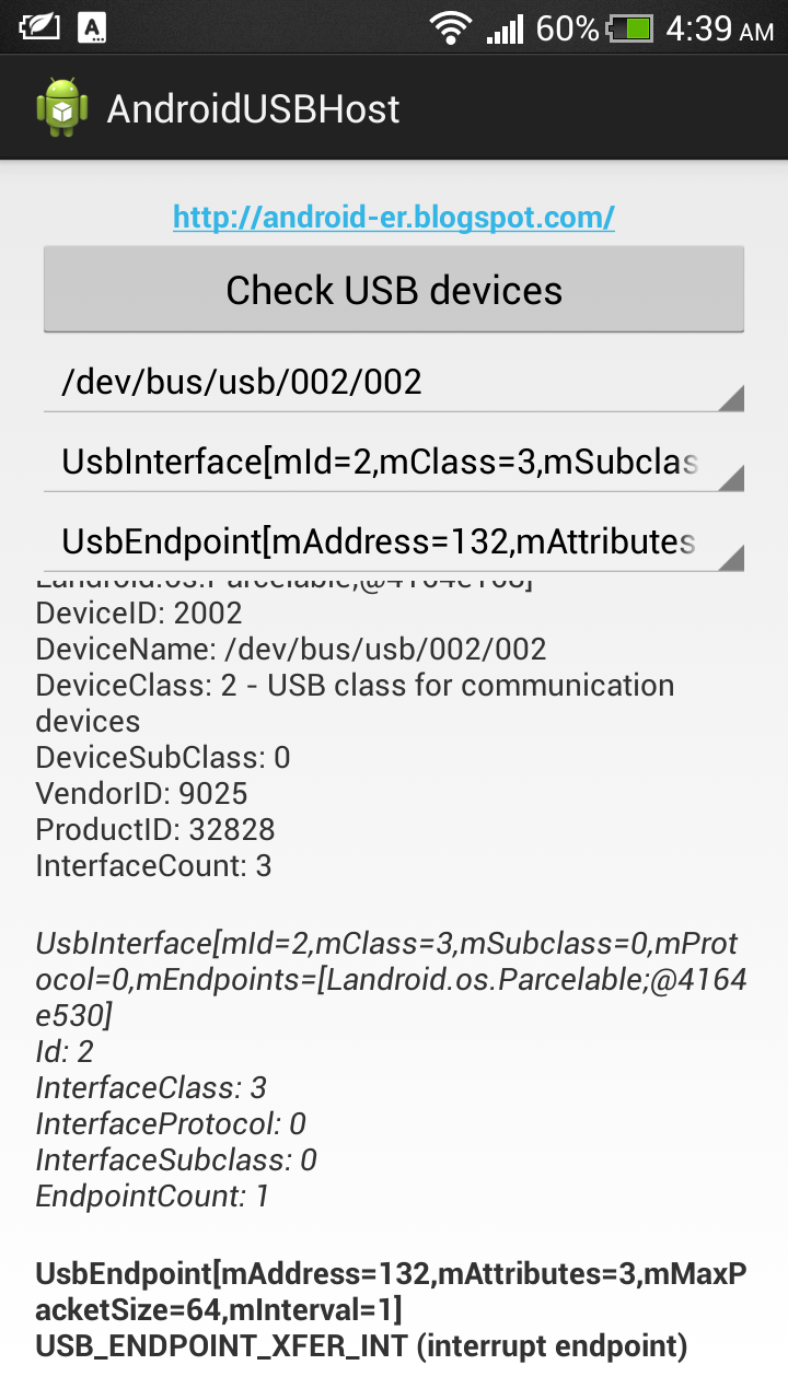 UsbDevice, UsbInterface and UsbEndpoint in USB Host mode