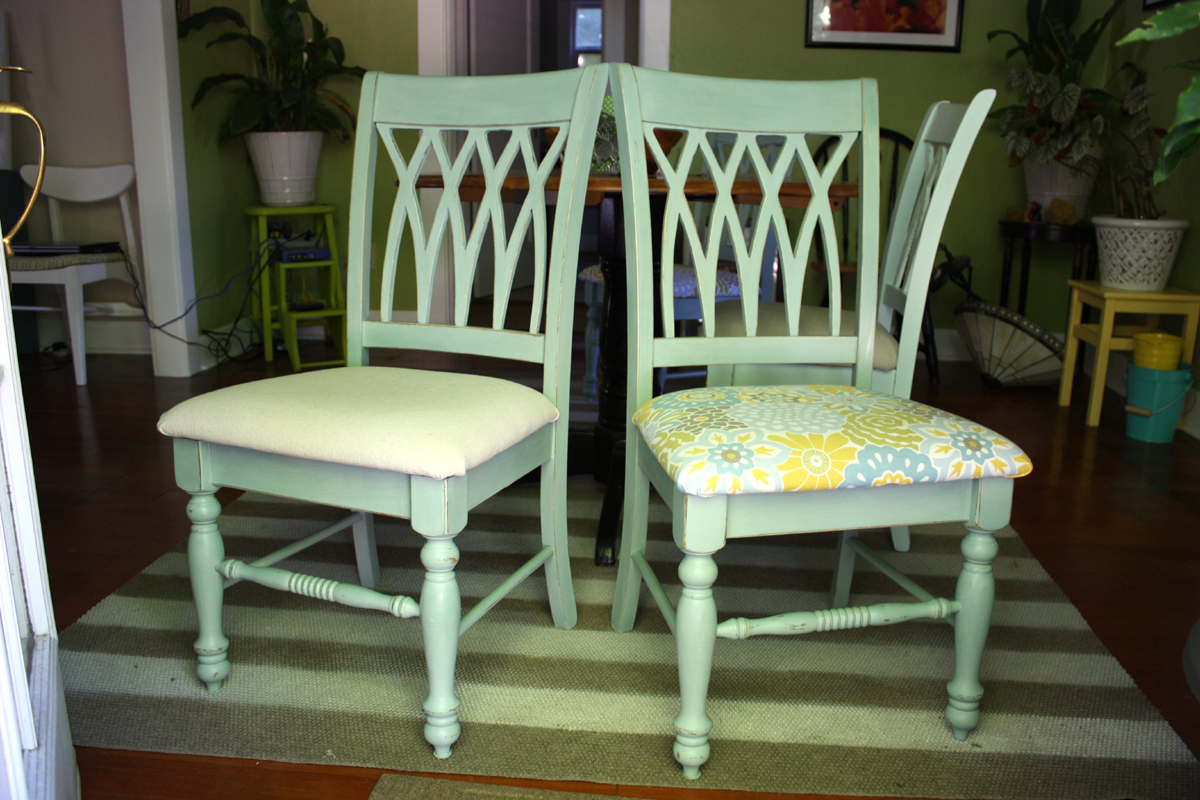 New fabric seat covers for the dining chairs