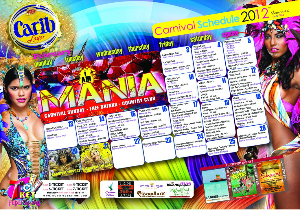 Carnival Fete Schedule 2013
