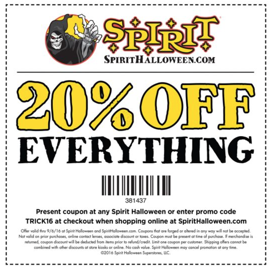 Spirit halloween 20 off coupon 2018