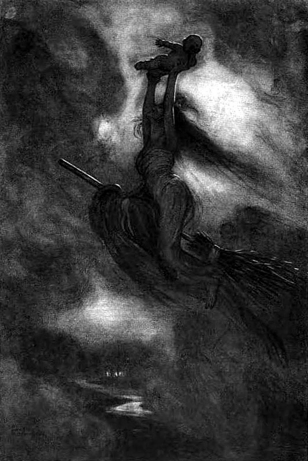 Scary Witch on Her Broomstick