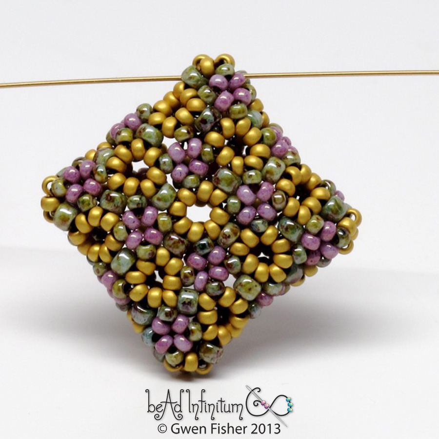 gwenbeads Pillow Beaded Bead with Picnic Weave