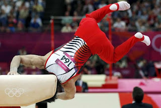 Kohei Uchimura almost breaking his neck during a dismount suring his silver medal winning perfomance