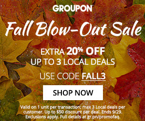 Groupon Fall Blow-Out Sale Extra 20% Off Promo Code