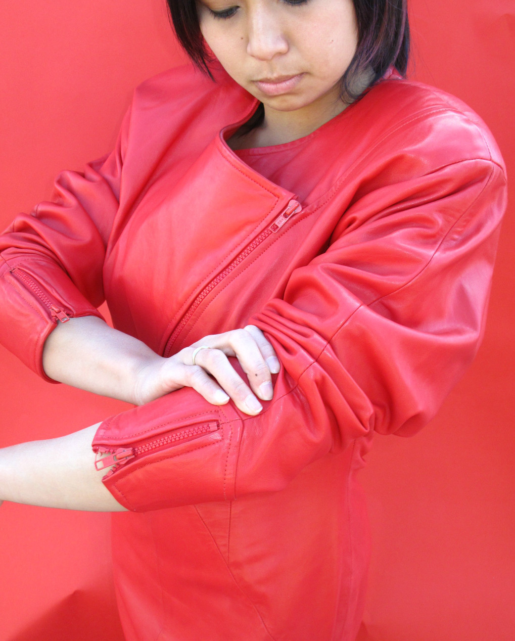 red cache dress
