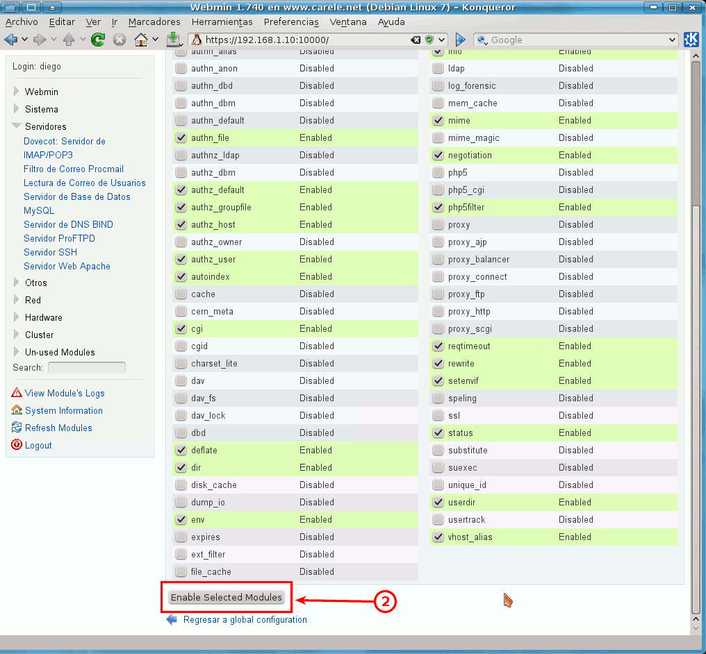 UsuarioDebian Información de Apache mod_info