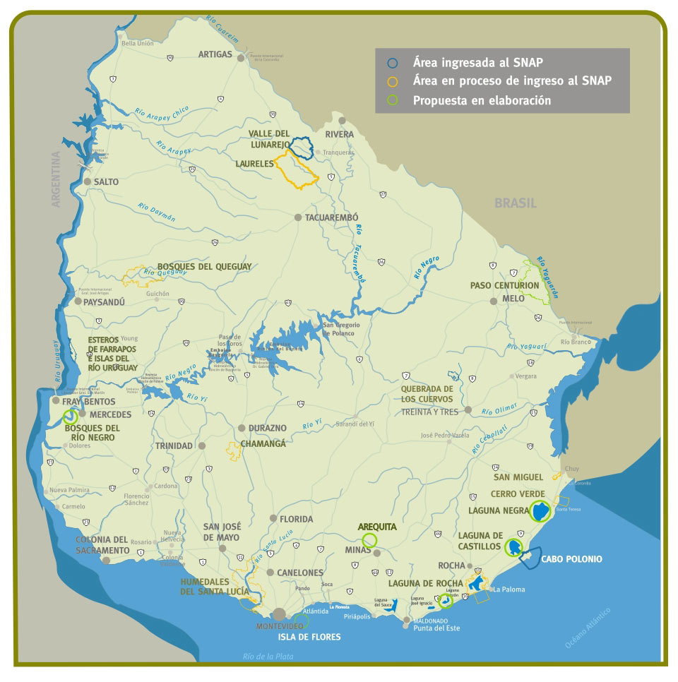 Area protegida MAPA DE AREAS PROTEGIDAS EN URUGUAY