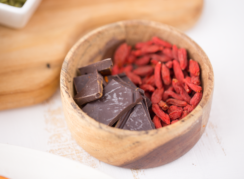 chocolate and goji berries chocolate and goji berries